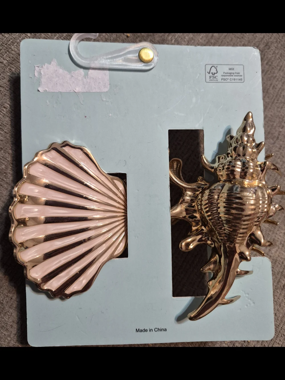 piper•k Light Blue Seashell Hair Clip Set with Gold Accents